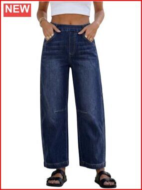 Wide Leg Barrel Jeans High Waist Baggy Denim Pants